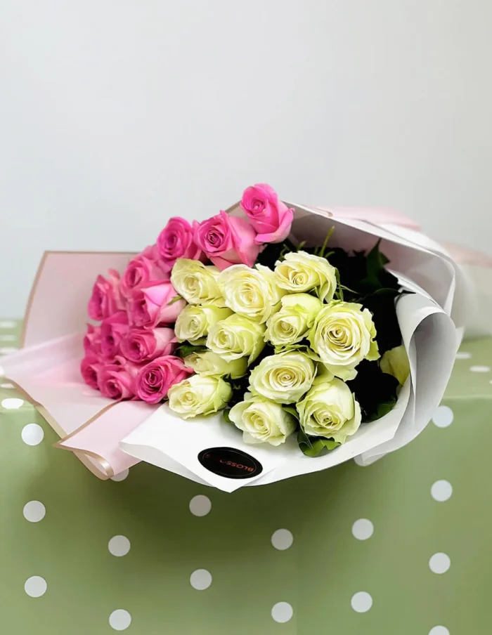 Fantasy Pink and White Roses for Anniversaries